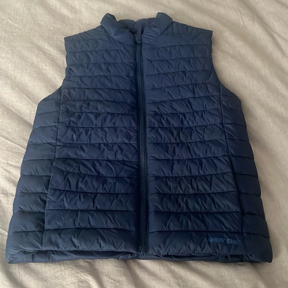 Youth Boys Lands End Vest Navy Blue Size Large L perfect